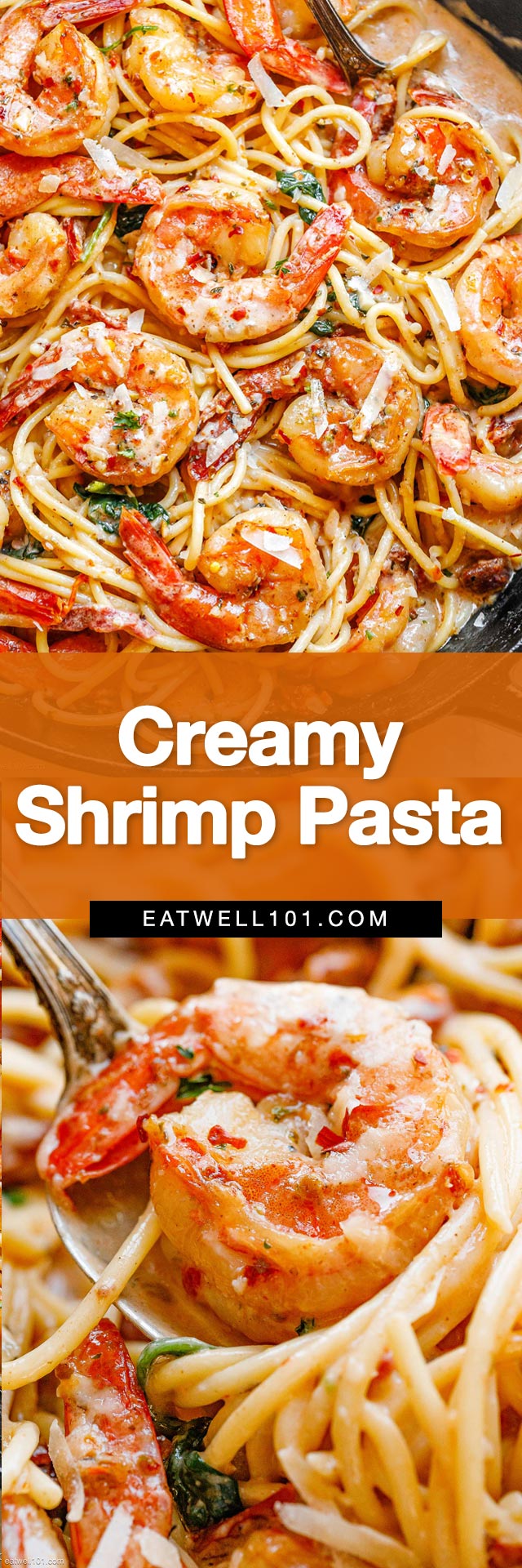 Creamy Tuscan Shrimp Pasta Recipe - #shrimp #pasta #recipe #eatwell101 - This creamy Tuscan shrimp pasta is so good, your family will be humming with every bite!