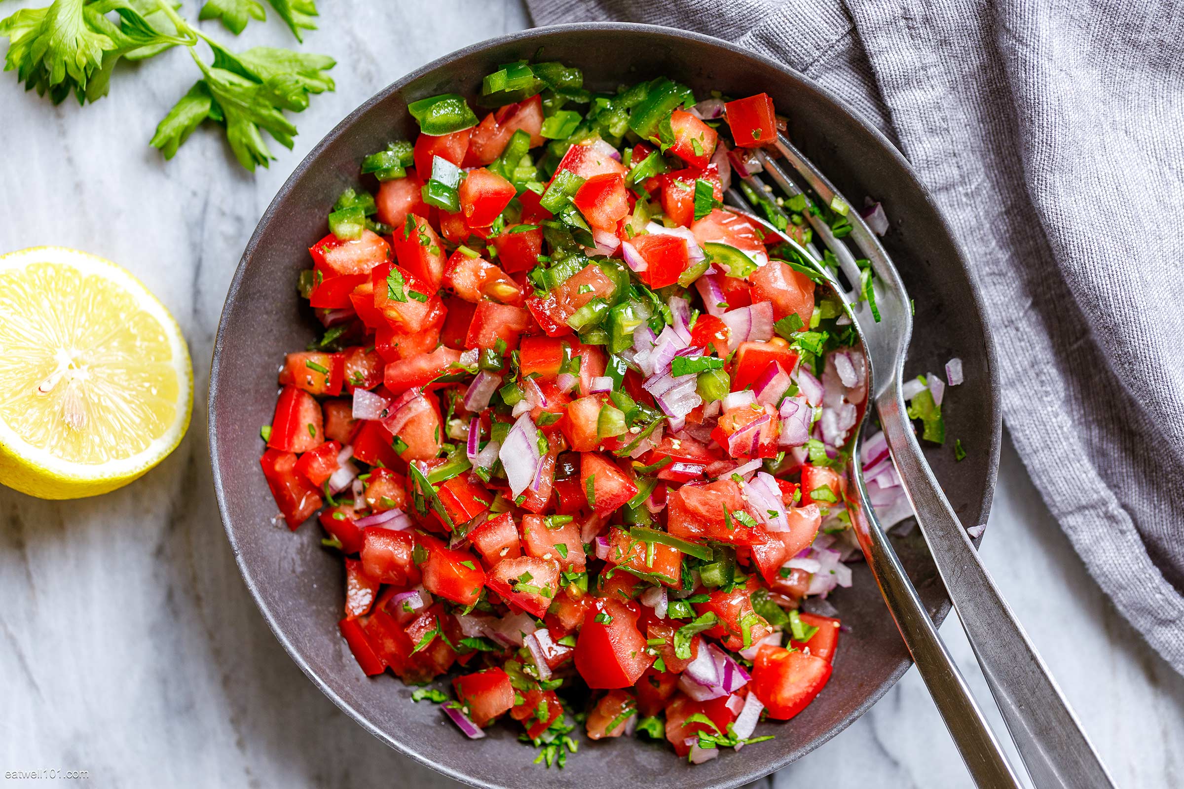 Healthy Tomato Salad with Jalapeño, Cilantro & Red Onion