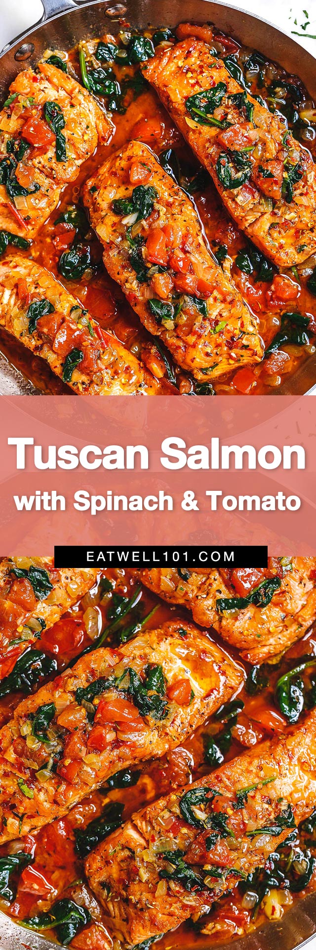Tuscan Garlic Butter Salmon - #salmon #recipe #eatwell101 - This easy and healthy salmon recipe takes just a few minutes of prep and makes a perfect weeknight meal in 30 minutes or less. 