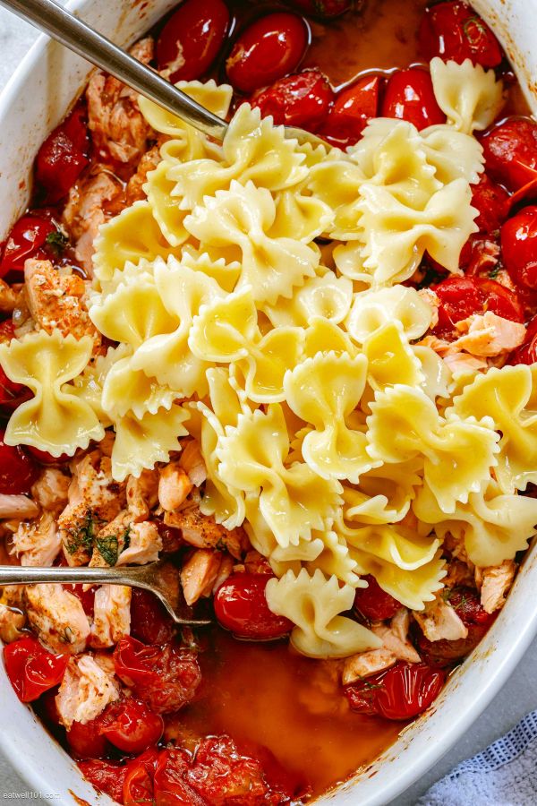 Baked Salmon and Pasta