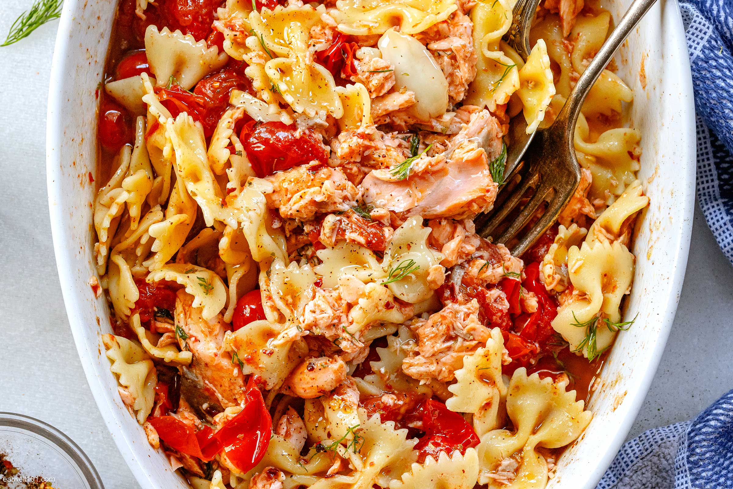 Baked Salmon and Pasta