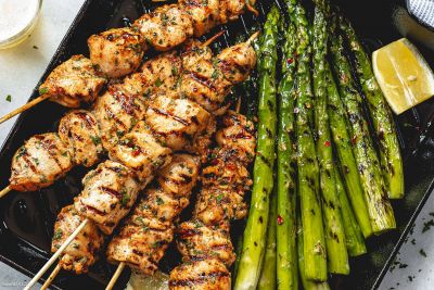 Grilled Lemon Garlic Chicken Skewers recipe