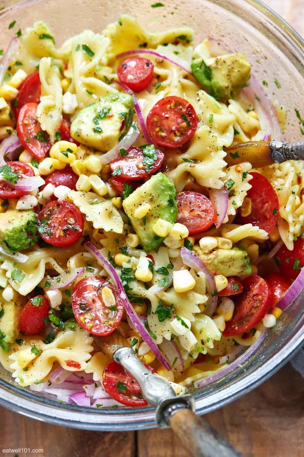 Easy Corn Avocado Pasta Salad