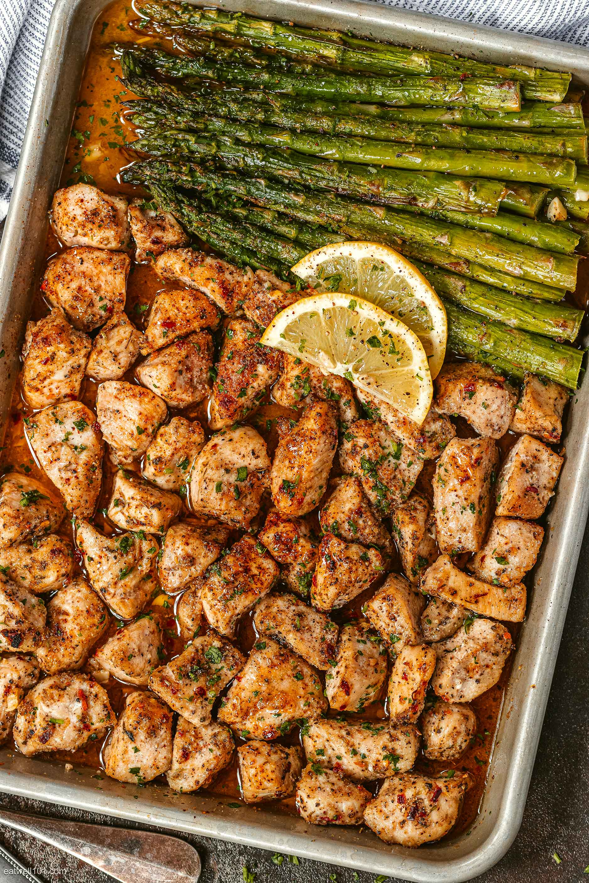 Lemon Garlic Butter Chicken Baked with Asparagus