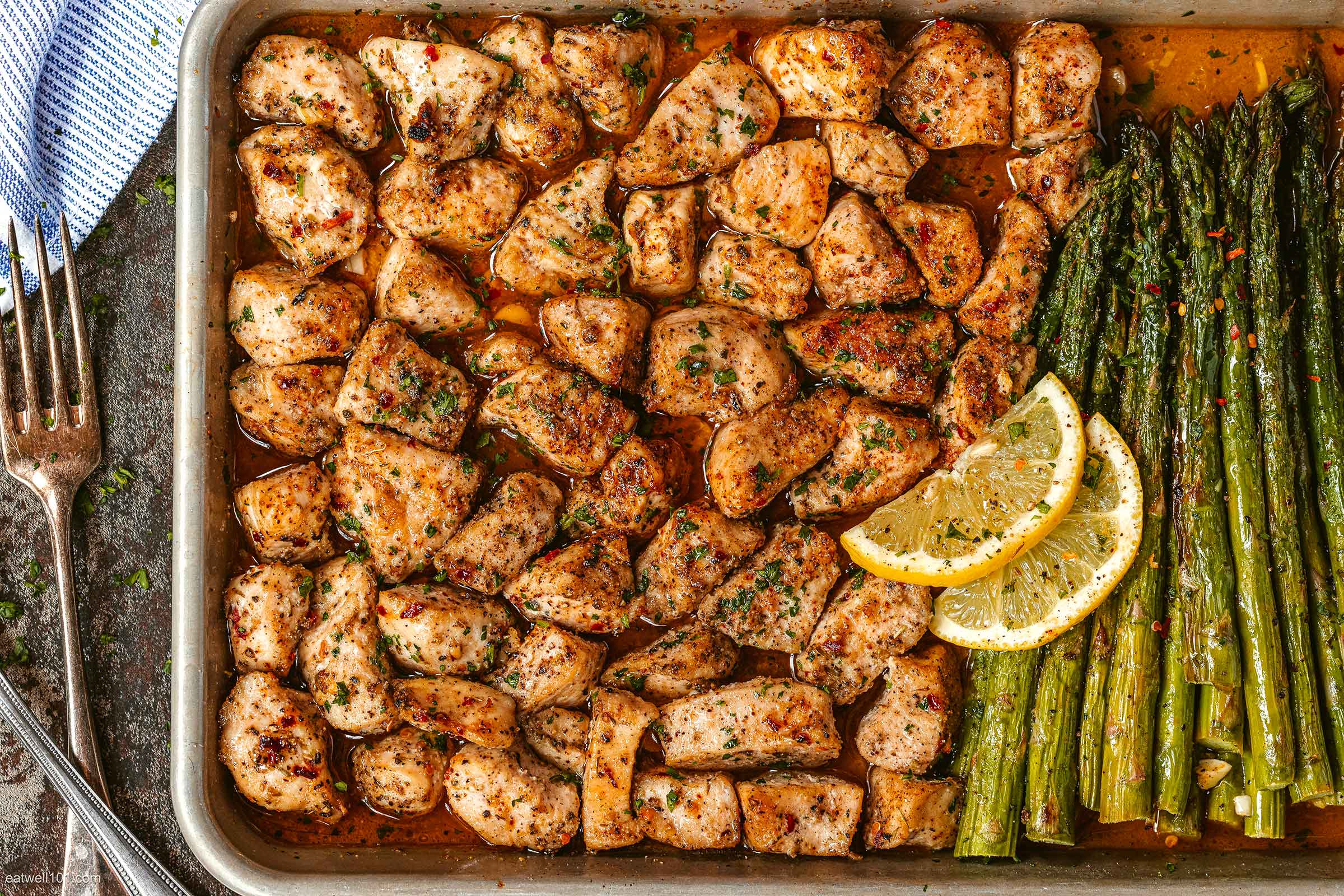 Lemon Garlic Butter Chicken Baked with Asparagus