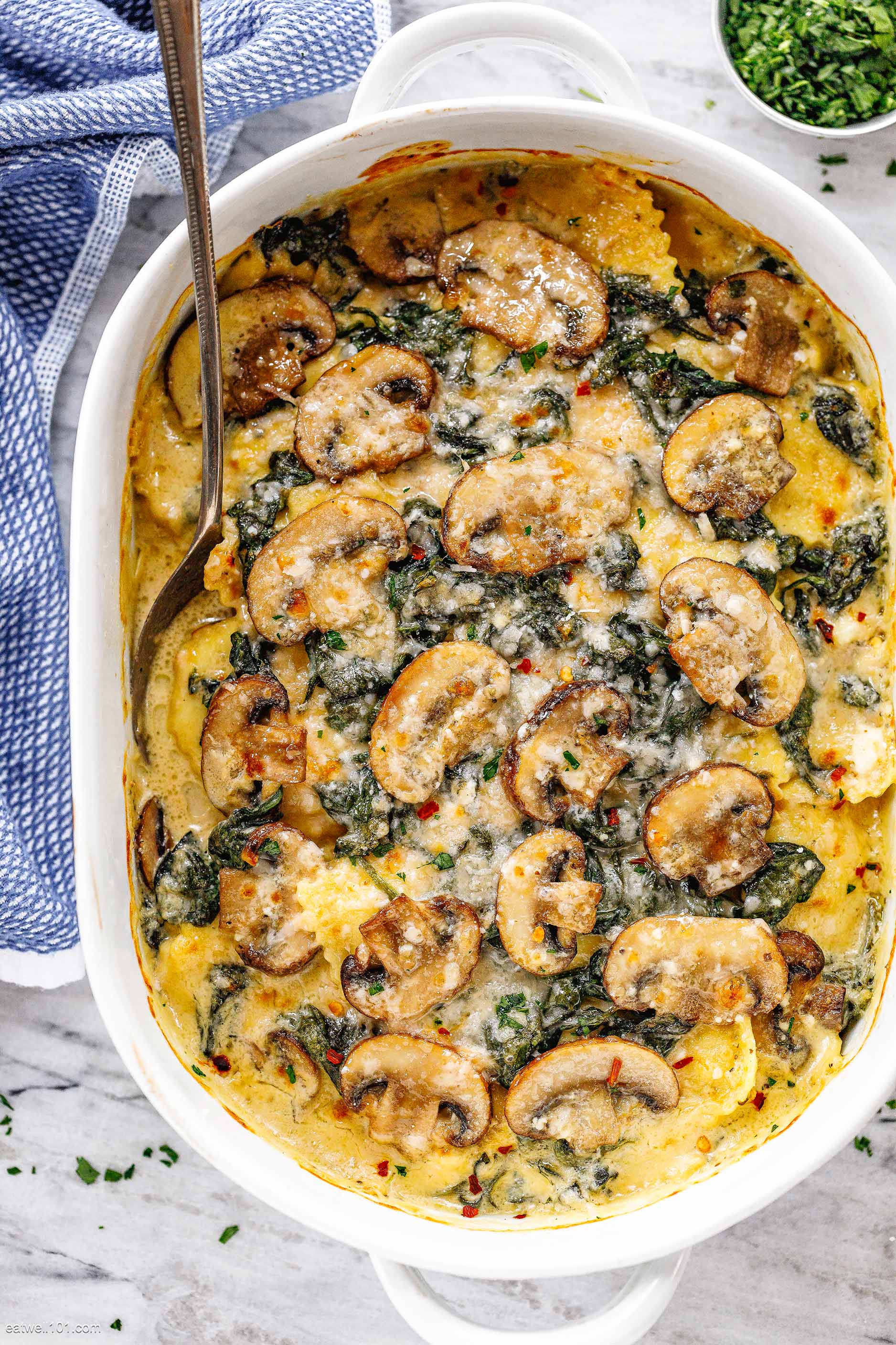 Cheesy Mushroom Ravioli Casserole 1