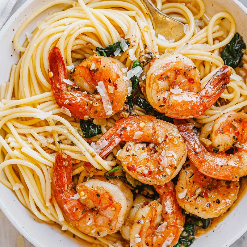 Garlic Butter Shrimp Pasta Recipe with Spinach – How to Cook Shrimp ...