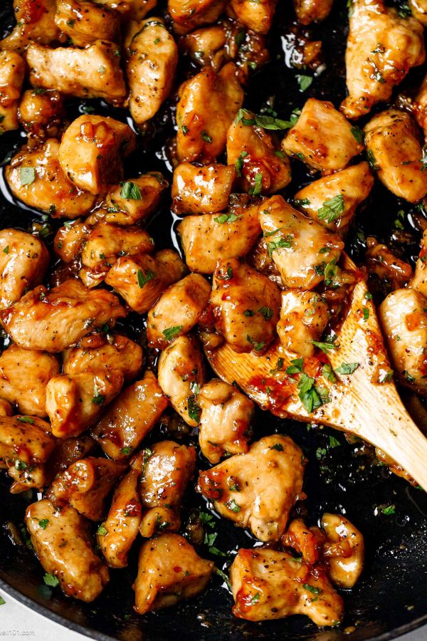 Honey Garlic Chicken Bites - #recipe by #eatwell101 - https://www.eatwell101.com/honey-garlic-chicken-recipe
