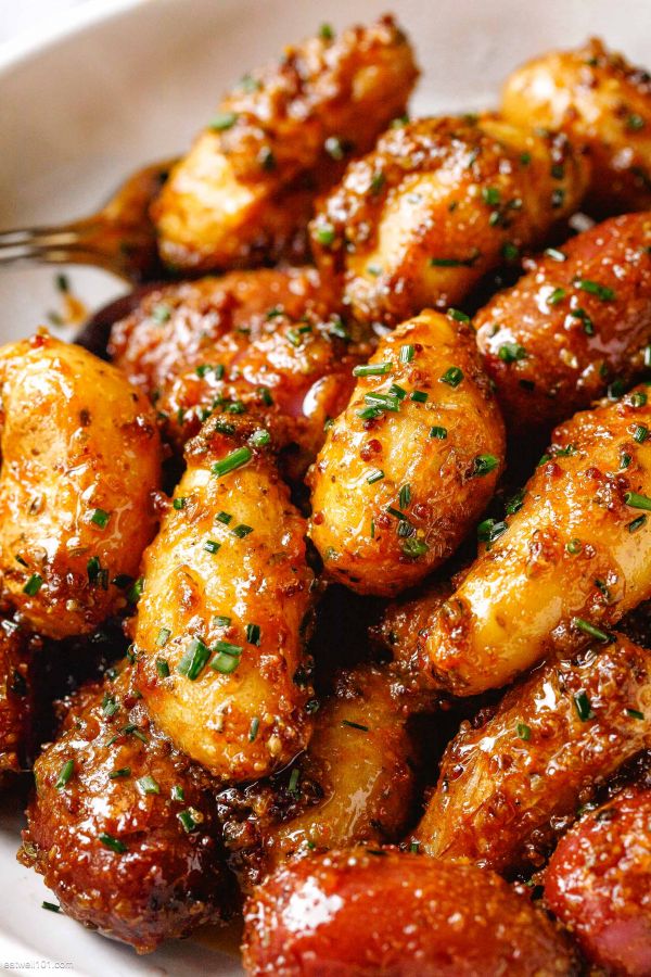 Honey Mustard Potatoes - #recipe by #eatwell101 - https://www.eatwell101.com/honey-mustard-potatoes-recipe