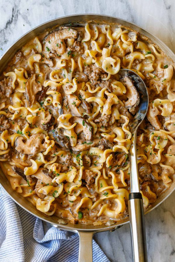 One-Pot Beef Stroganoff - #recipe by #eatwell101 - https://www.eatwell101.com/one-pot-beef-stroganoff-recipe