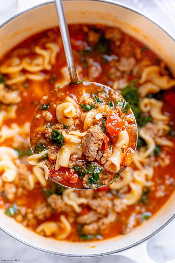 Italian Pasta Sausage Soup with Kale