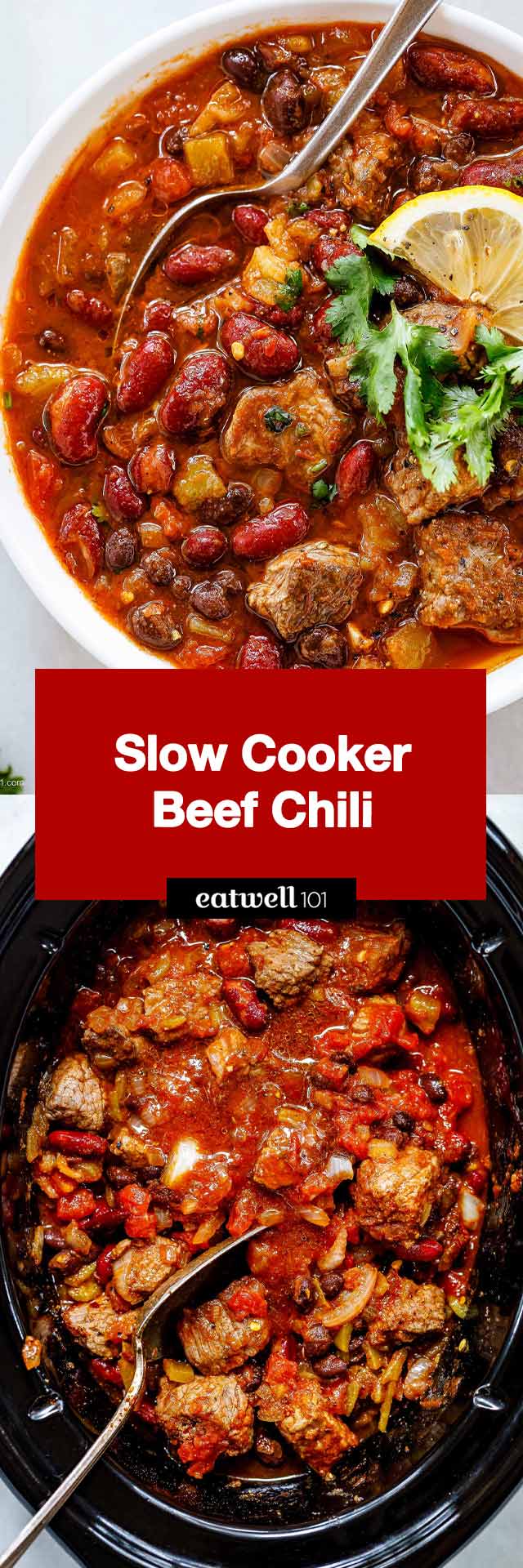The easiest slow cooker beef chili recipe! Full of tender beef, beans and seasonings, this chili gets its flavor from the green chile!