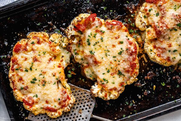 baked cauliflower steak parmesan