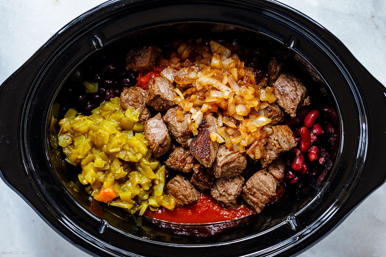 beef chili in the crockpot