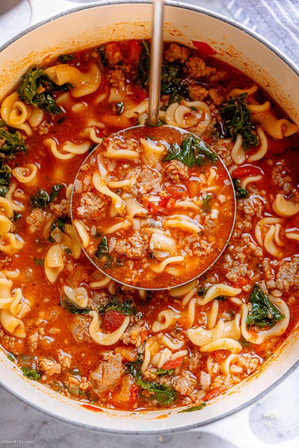 Italian Pasta Sausage Soup with Kale