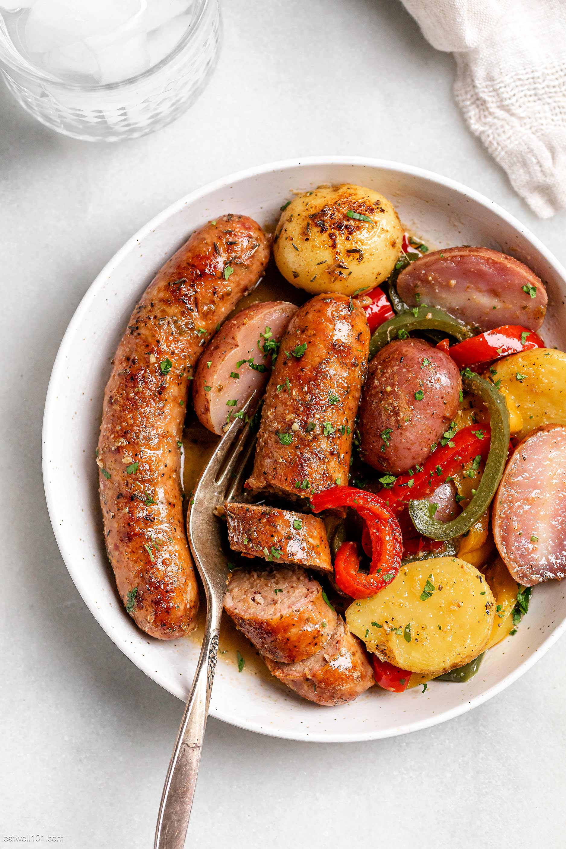 sheet pan sausage and potatoes and veggies