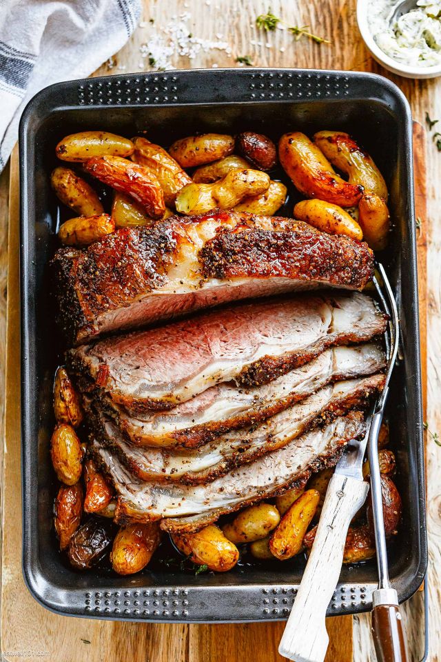 Perfect Roast Beef & Potatoes with Herb Garlic Butter