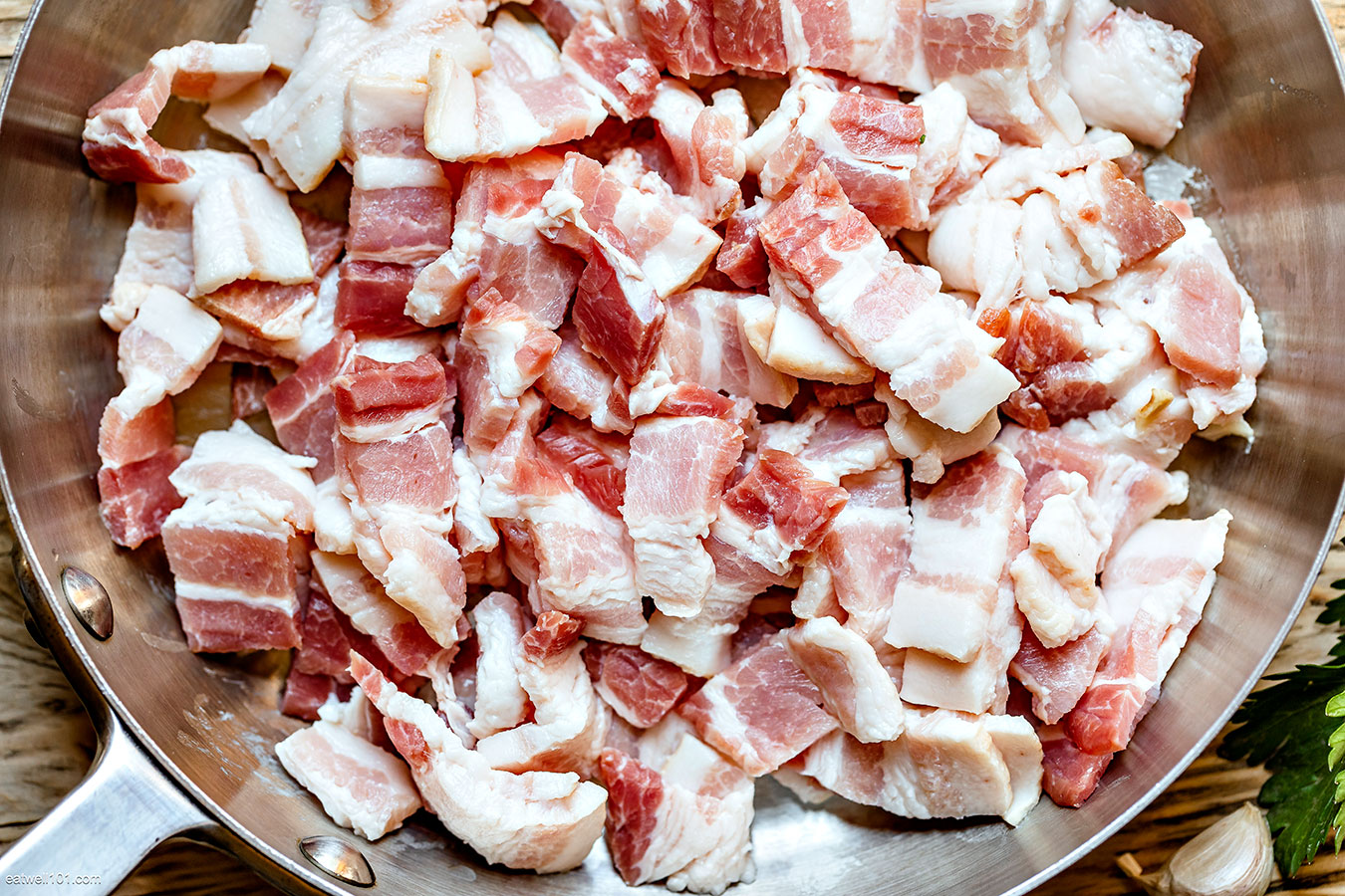 fried bacon with mushrooms