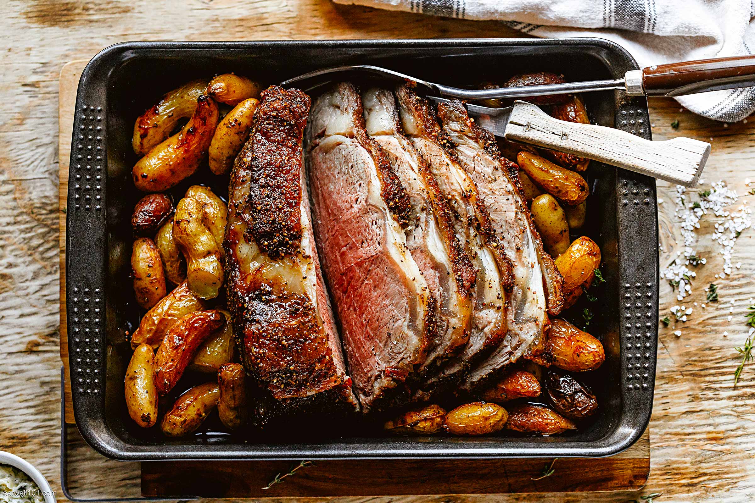 Perfect Roast Beef & Potatoes with Herb Garlic Butter
