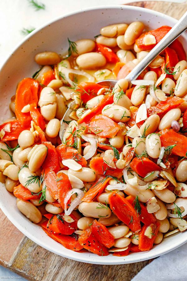 White Bean and Carrot Salad - #recipe by #eatwell101 - https://www.eatwell101.com/white-bean-carrot-salad-recipe