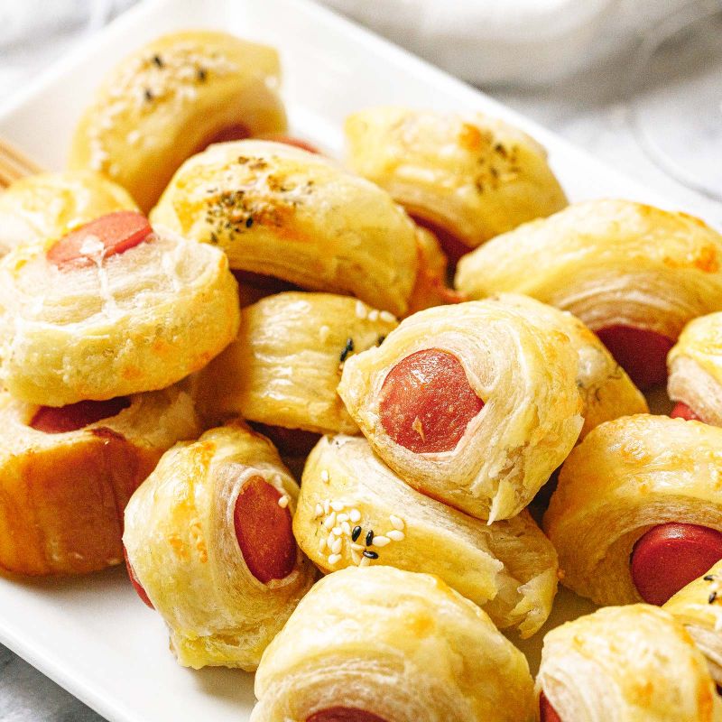 Puff Pastry Pigs in a Blanket Sausage Puff Pastry Appetizers Recipe