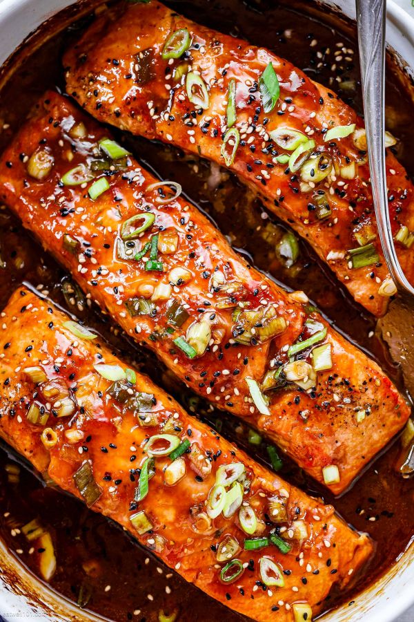 Baked Teriyaki Salmon (15-Minute ) - #recipe by #eatwell101 - https://www.eatwell101.com/baked-teriyaki-salmon-recipe