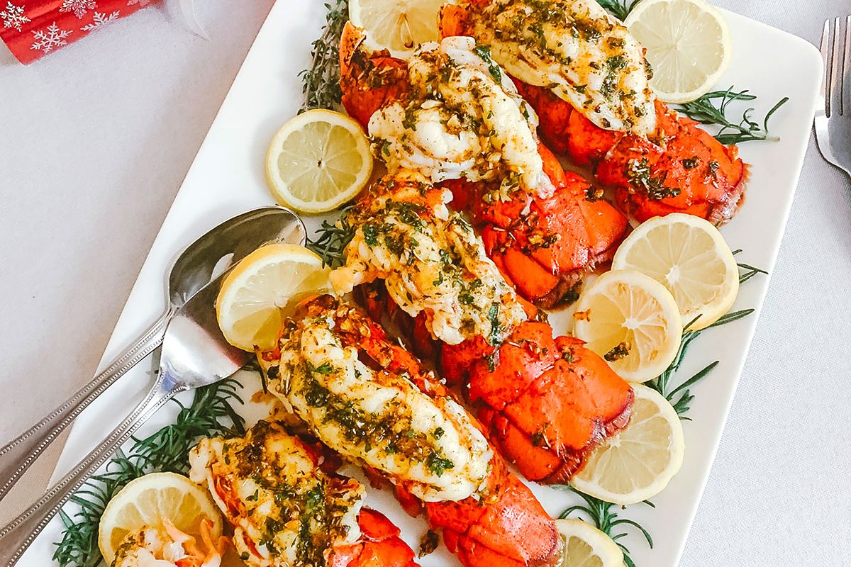 Baked Lobster Tails with Garlic Herb Butter  Sauce