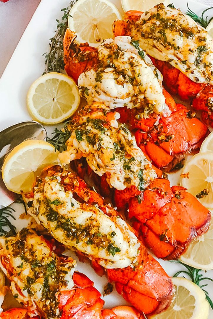 Baked Lobster Tails with Garlic Herb Butter  Sauce