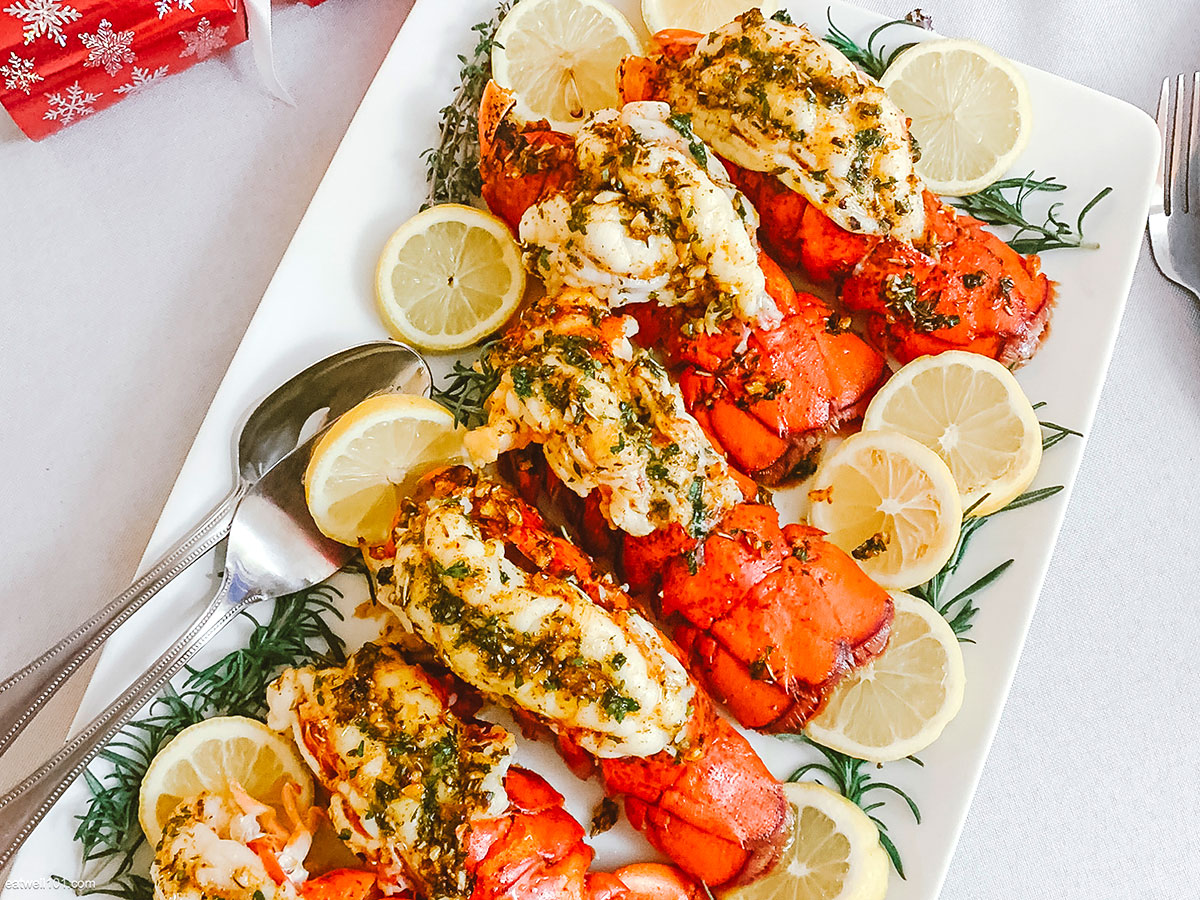 Baked Lobster Tails with Garlic Herb Butter  Sauce