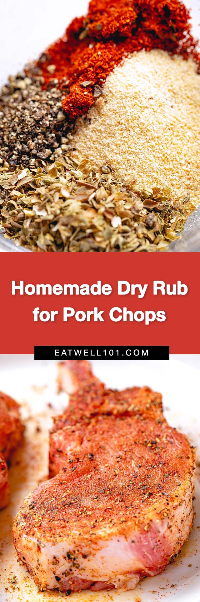 Homemade Rub Recipe for Pork Chops - #porkchops #rub #dry #recipe #spices #eatwell101 - This homemade pork chops rub recipe is savory and rich in flavor. It is the perfect spice rub to season your pork chops whatever your cooking method is.