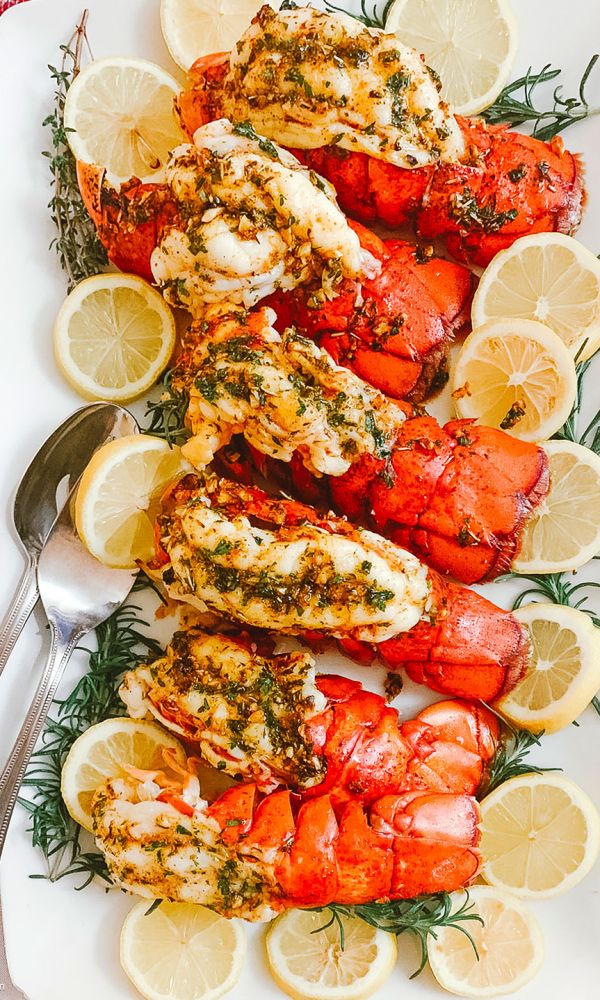 Baked Lobster Tails with Garlic Herb Butter  Sauce