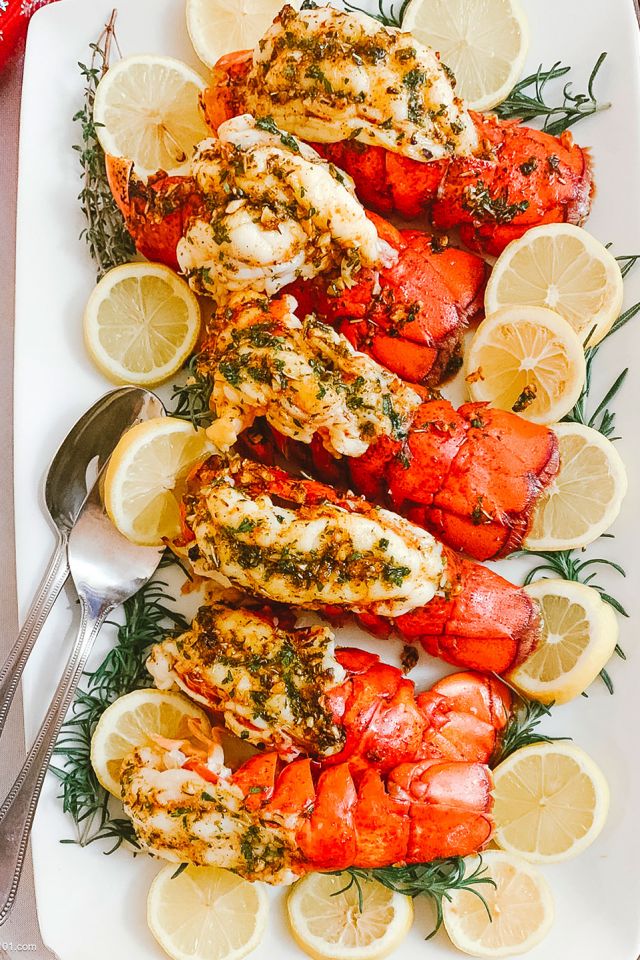 Baked Lobster Tails with Garlic Herb Butter Sauce