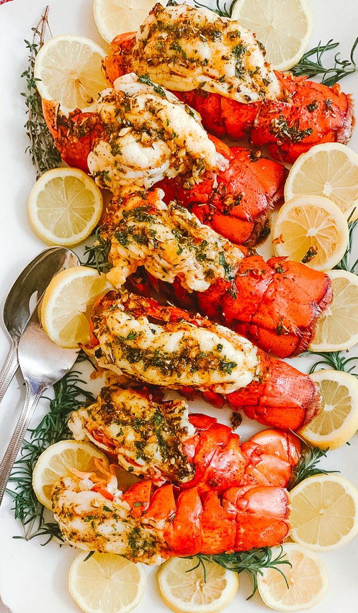 Baked Lobster Tails with Garlic Herb Butter  Sauce