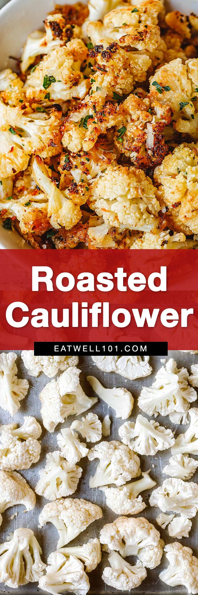 Garlic Parmesan Roasted Cauliflower - #roasted #cauliflower #recipe #eatwell101 -  delicious side dish with garlic, olive oil and parmesan cheese to add a tasty veggie touch to your dinner menu!
