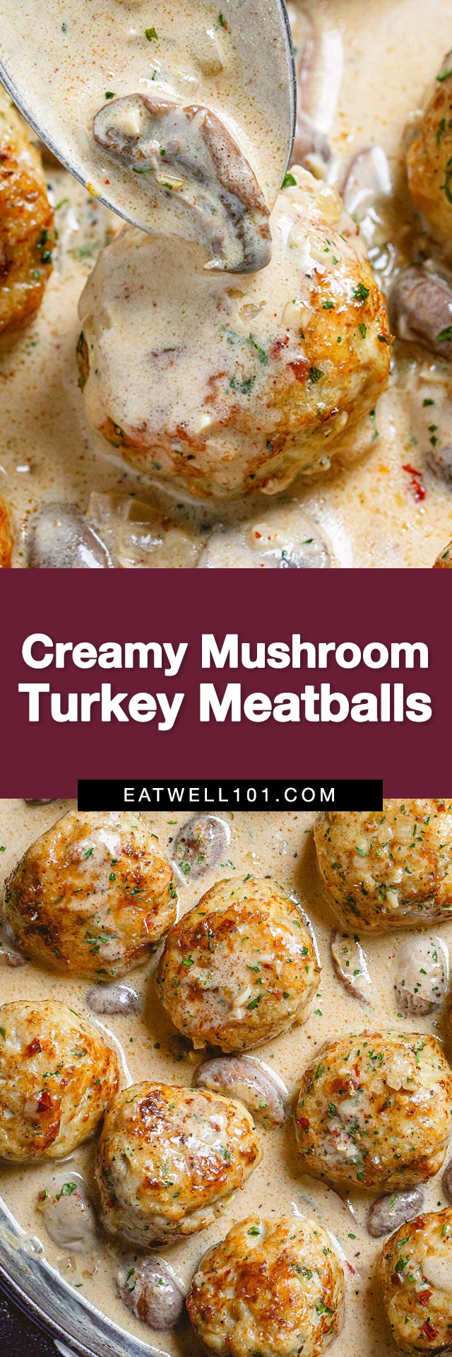 Creamy Mushroom Turkey Meatballs Recipe – How to Make Turkey Meatballs ...