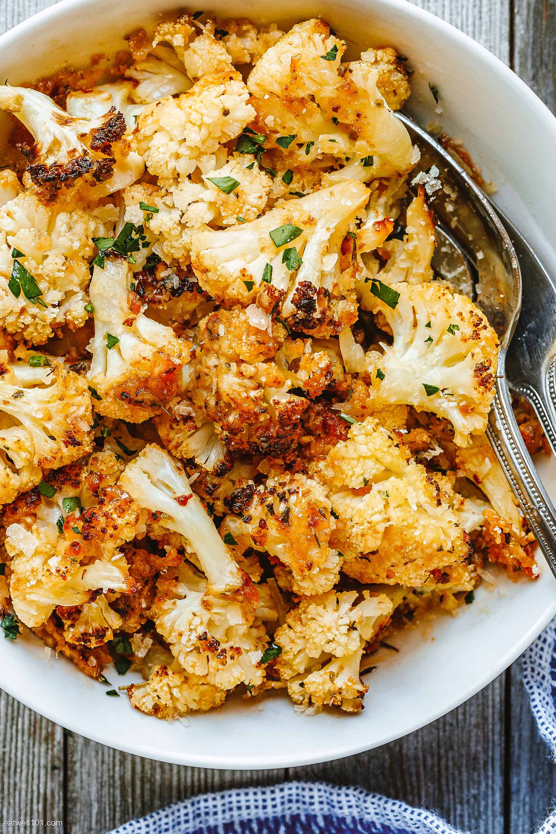 roasted cauliflower in the oven