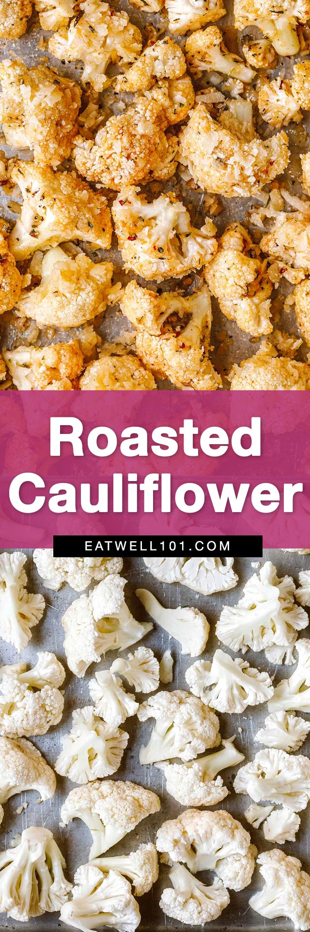 Garlic Parmesan Roasted Cauliflower - #roasted #cauliflower #recipe #eatwell101 -  delicious side dish with garlic, olive oil and parmesan cheese to add a tasty veggie touch to your dinner menu!