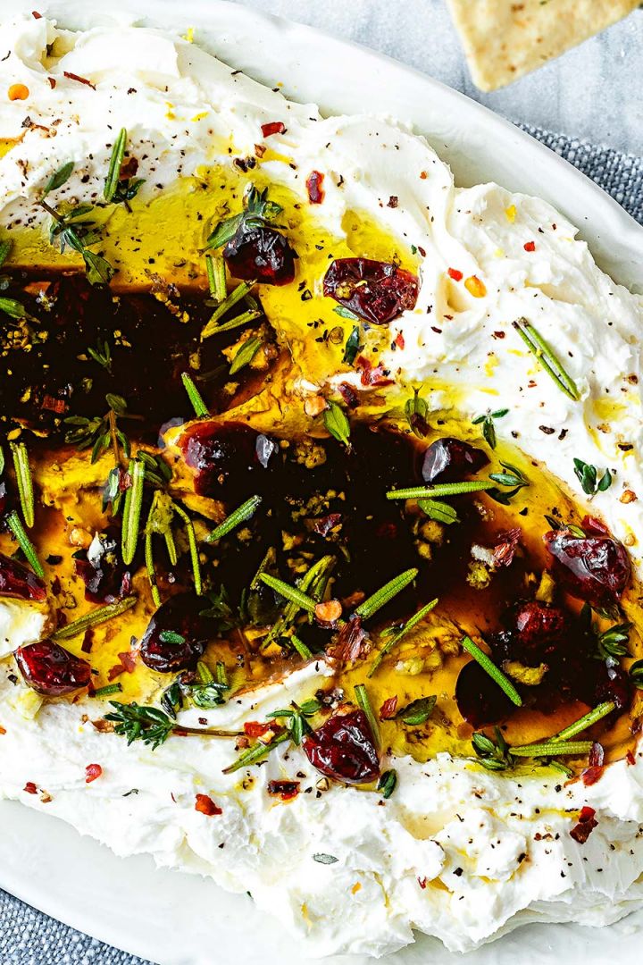 Whipped Ricotta Dip with Balsamic and Cranberries