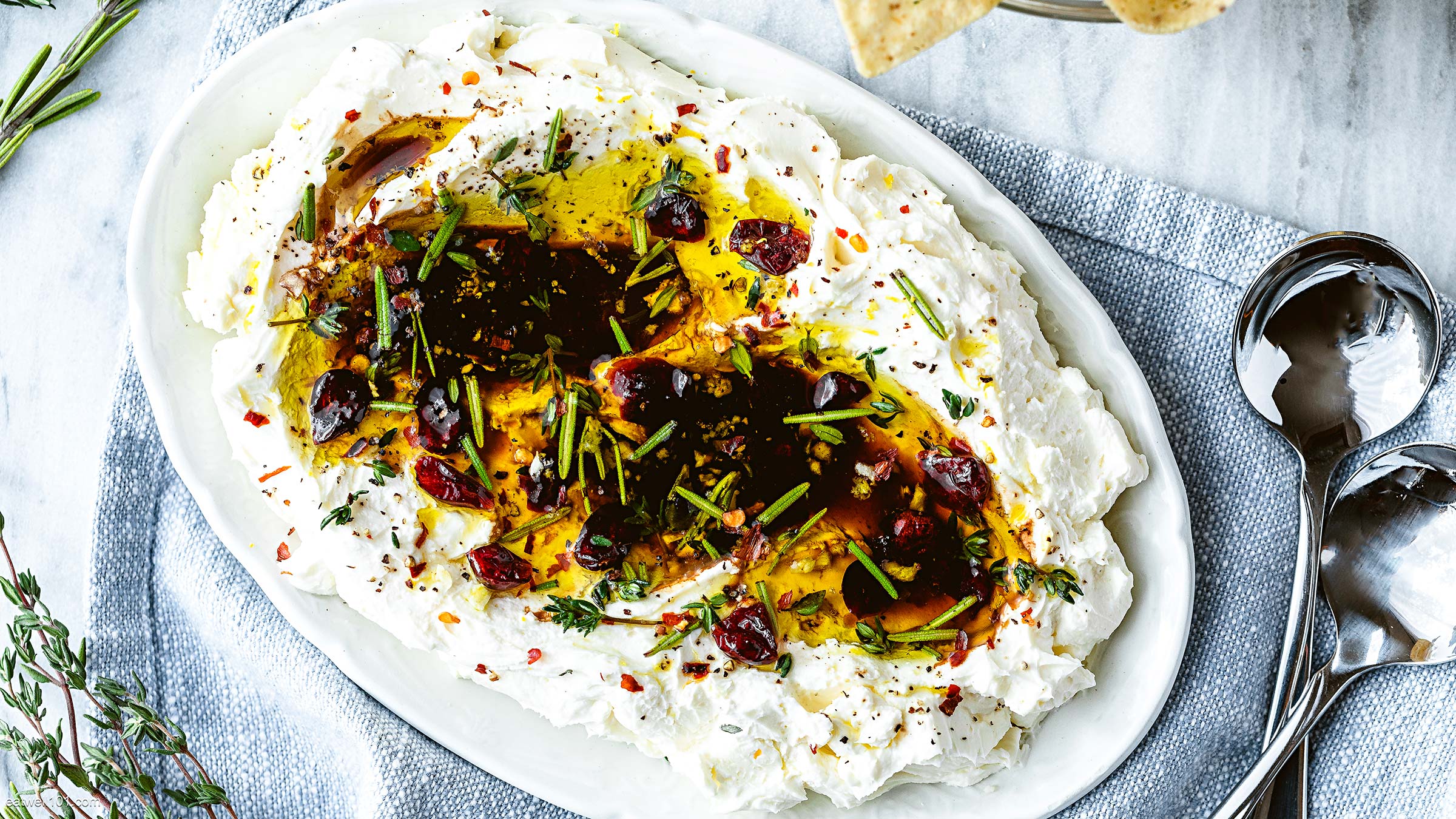 Whipped Ricotta Dip with Balsamic and Cranberries