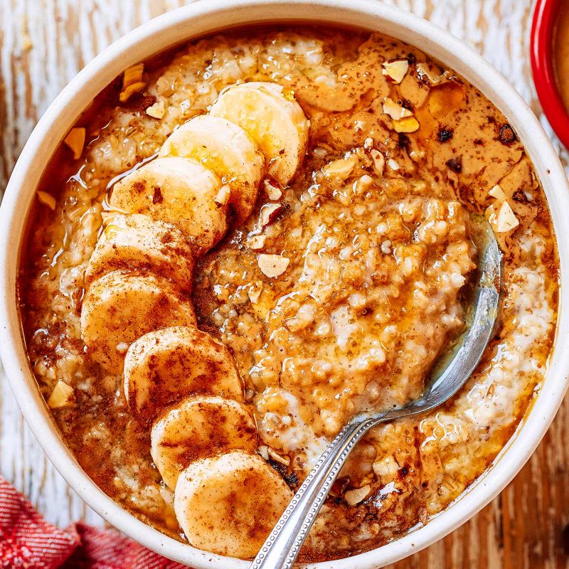 Instant Pot SteelCut Oats Recipe with Banana Peanut Butter Oatmeal