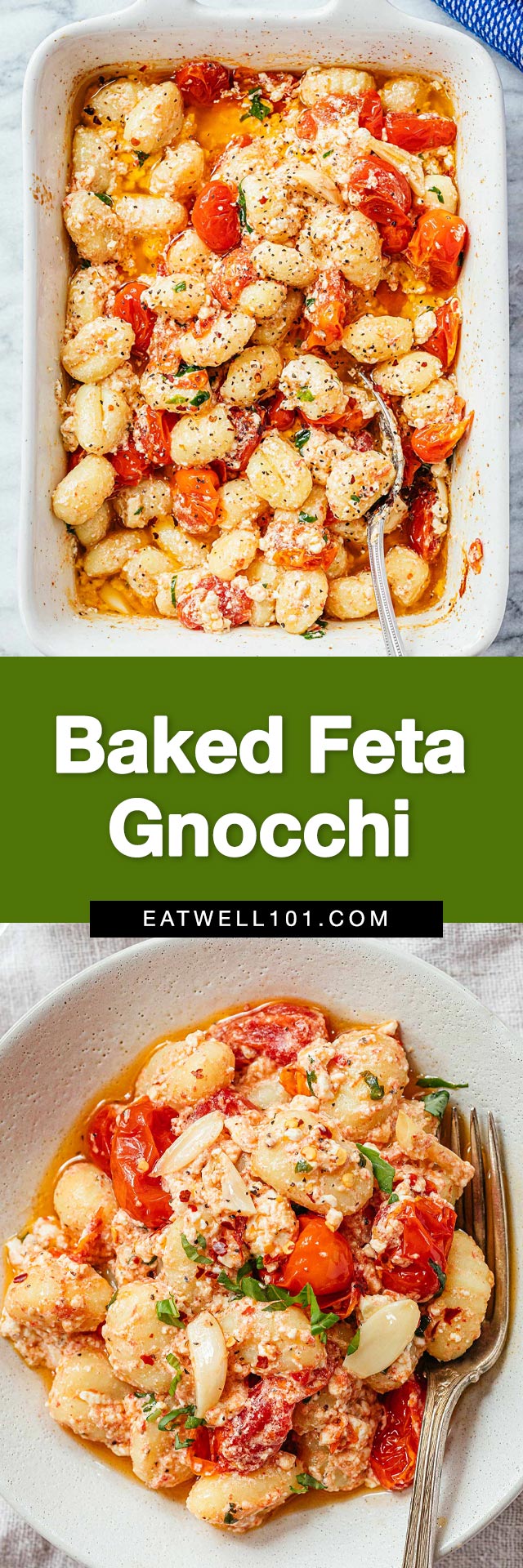 Baked Feta Gnocchi - #feta #gnocchi #recipe #eatwell101 - On the table in under 40 minutes and is ideal for a busy weeknight family meal. This Feta Gnocchi Bake is delicious and super easy to make! 