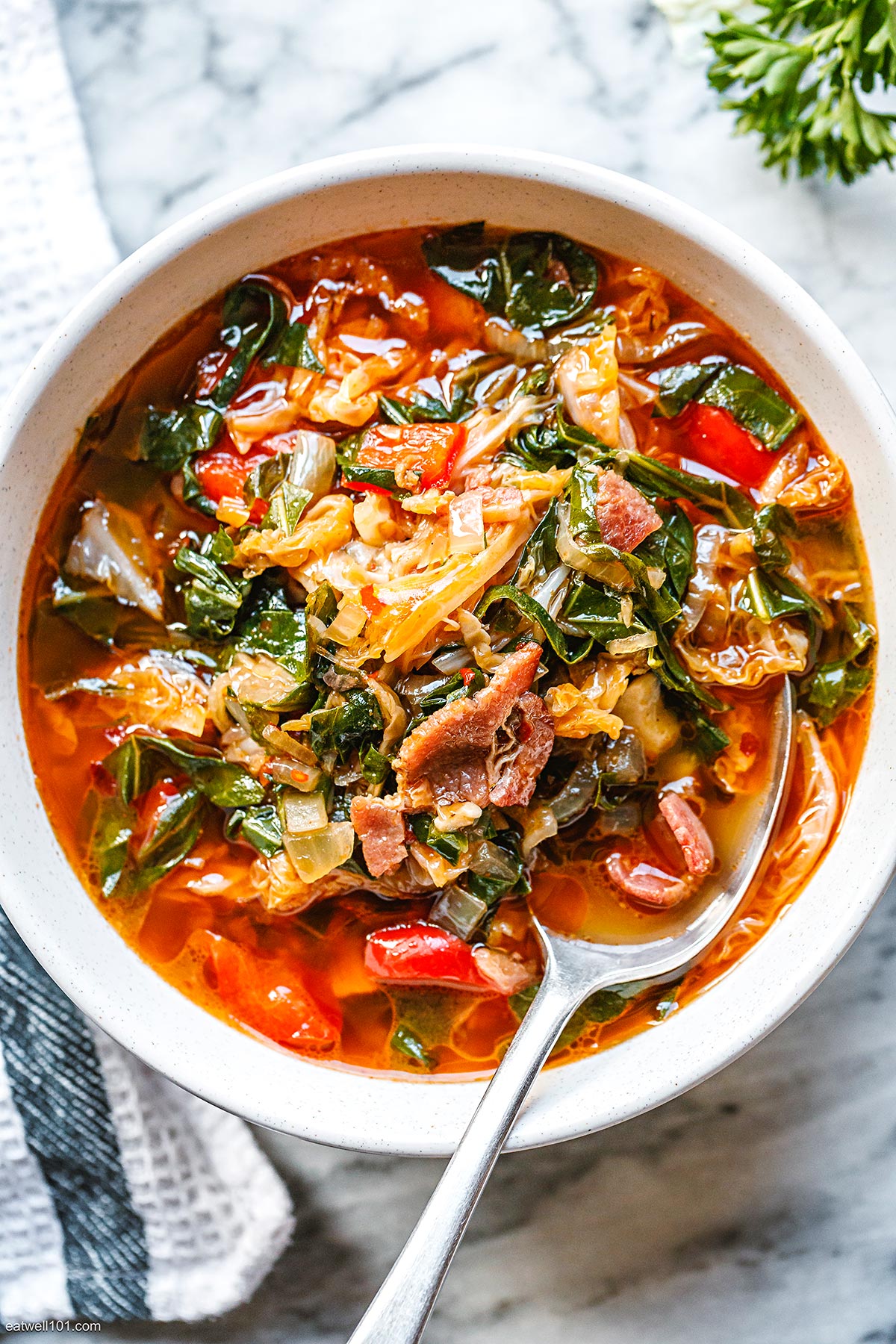 Collard Greens Cabbage Soup - #recipe by #eatwell101 - https://www.eatwell101.com/collard-greens-cabbage-soup-recipe