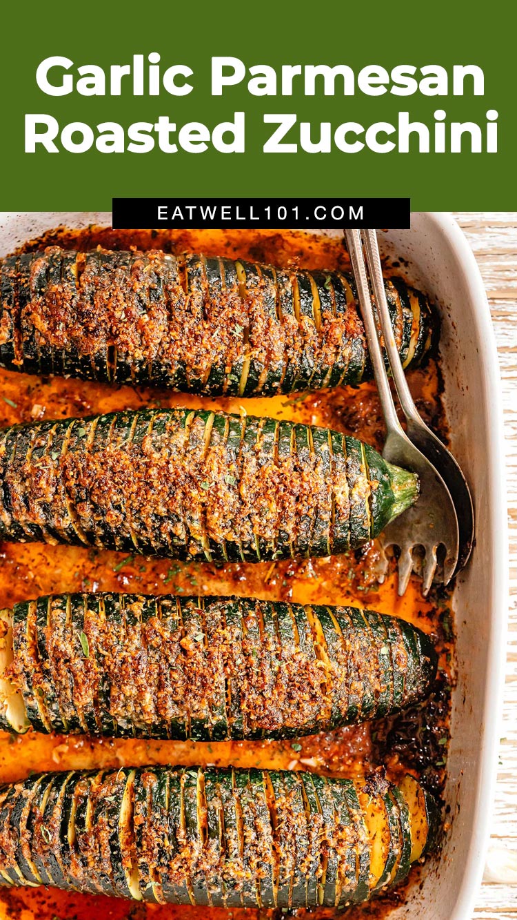 Garlic Parmesan Roasted zucchini recipe - #zucchini #recipe #eatwell101 - Way too good to pass up as an easy zucchini side dish! Make this baked zucchini recipe a fun way to enjoy healthy veggies for dinner!