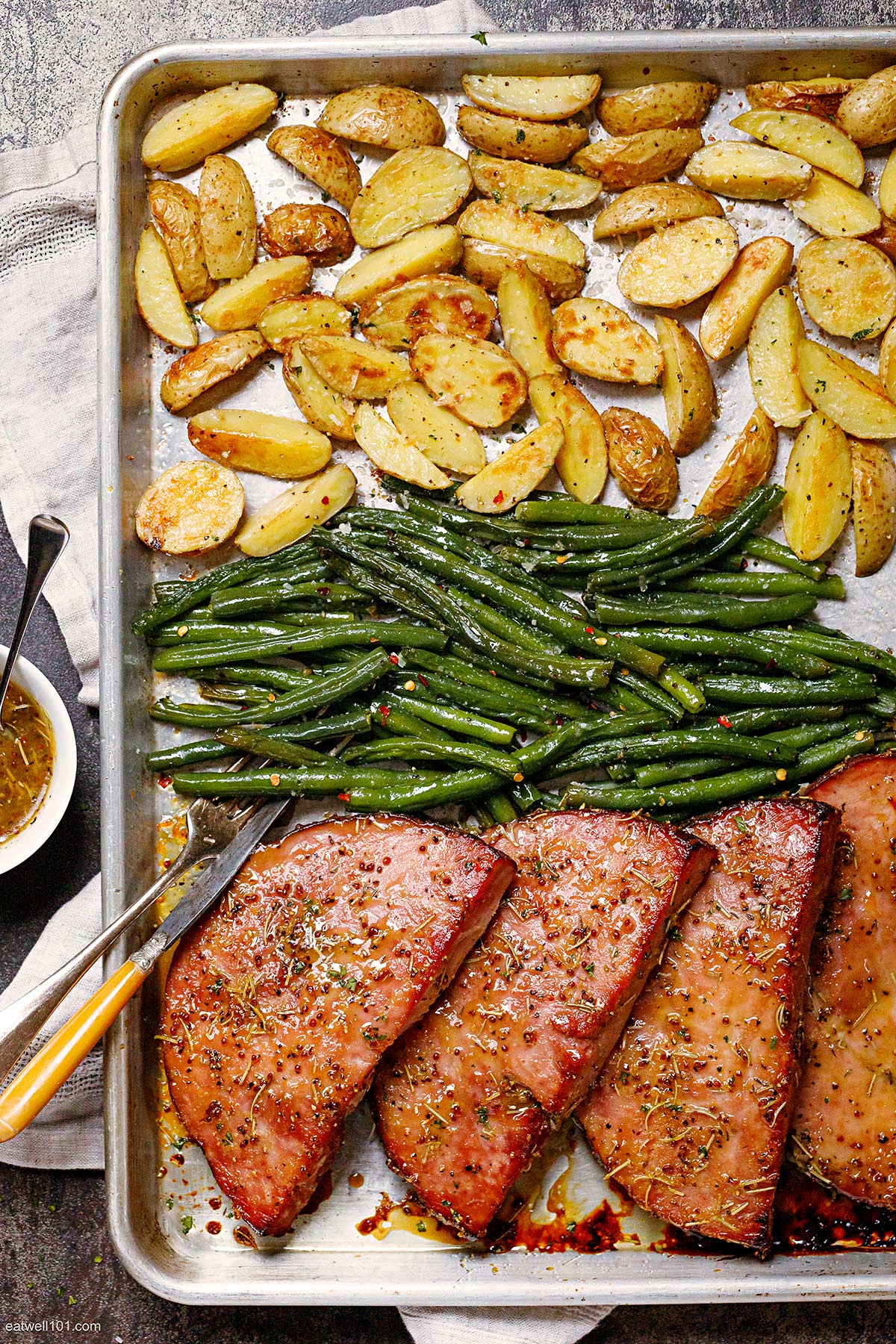 Baked Ham Steaks Sheet Pan Dinner Recipe — Eatwell101