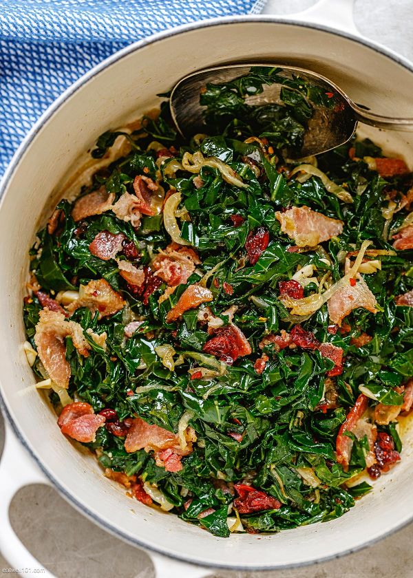 Quick Collard Greens with Bacon