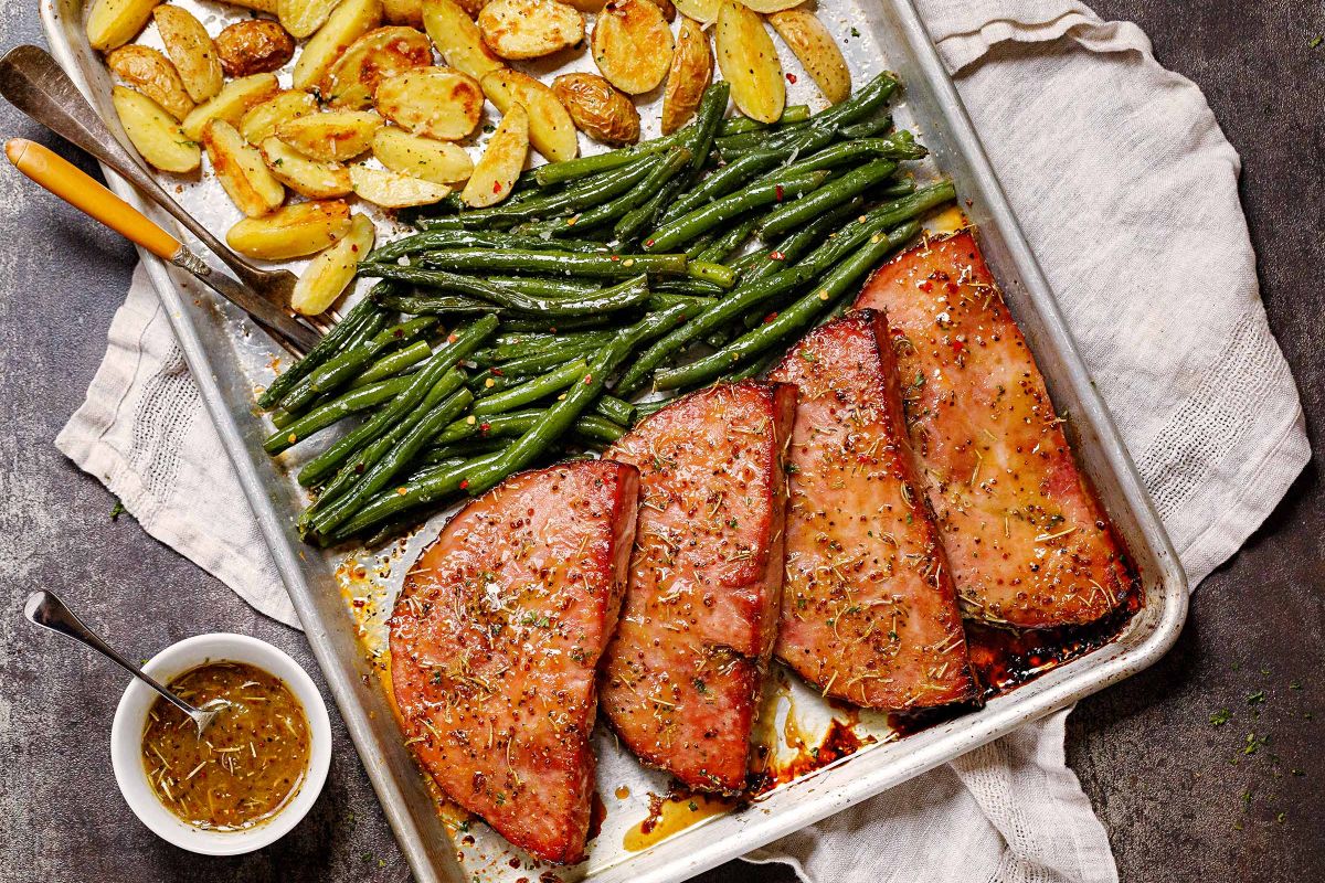 Baked Ham Steaks Sheet Pan Dinner
