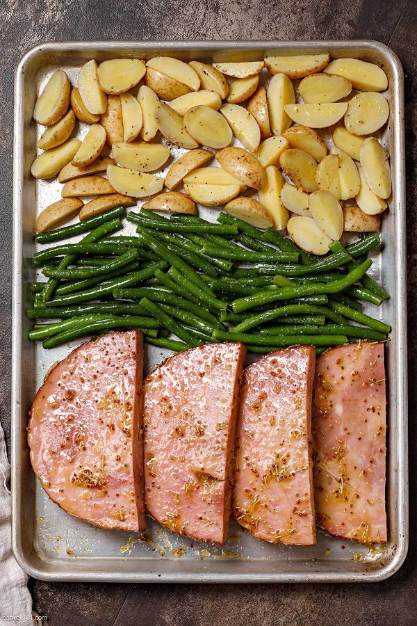 Baked Ham Steaks Sheet Pan Dinner