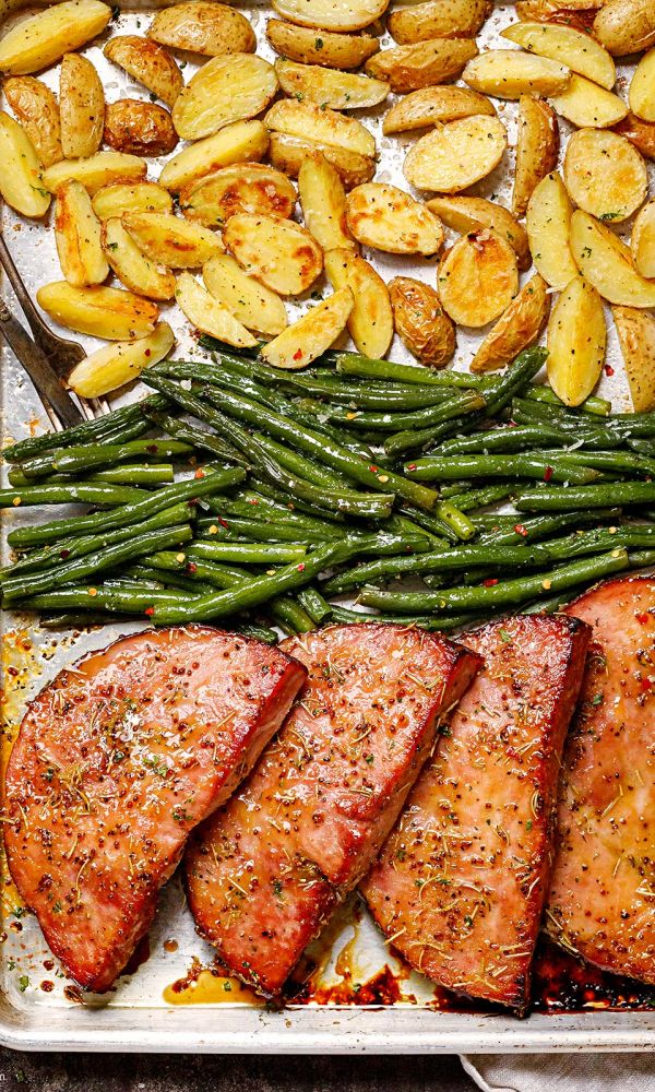 Baked Ham Steaks Sheet Pan Dinner