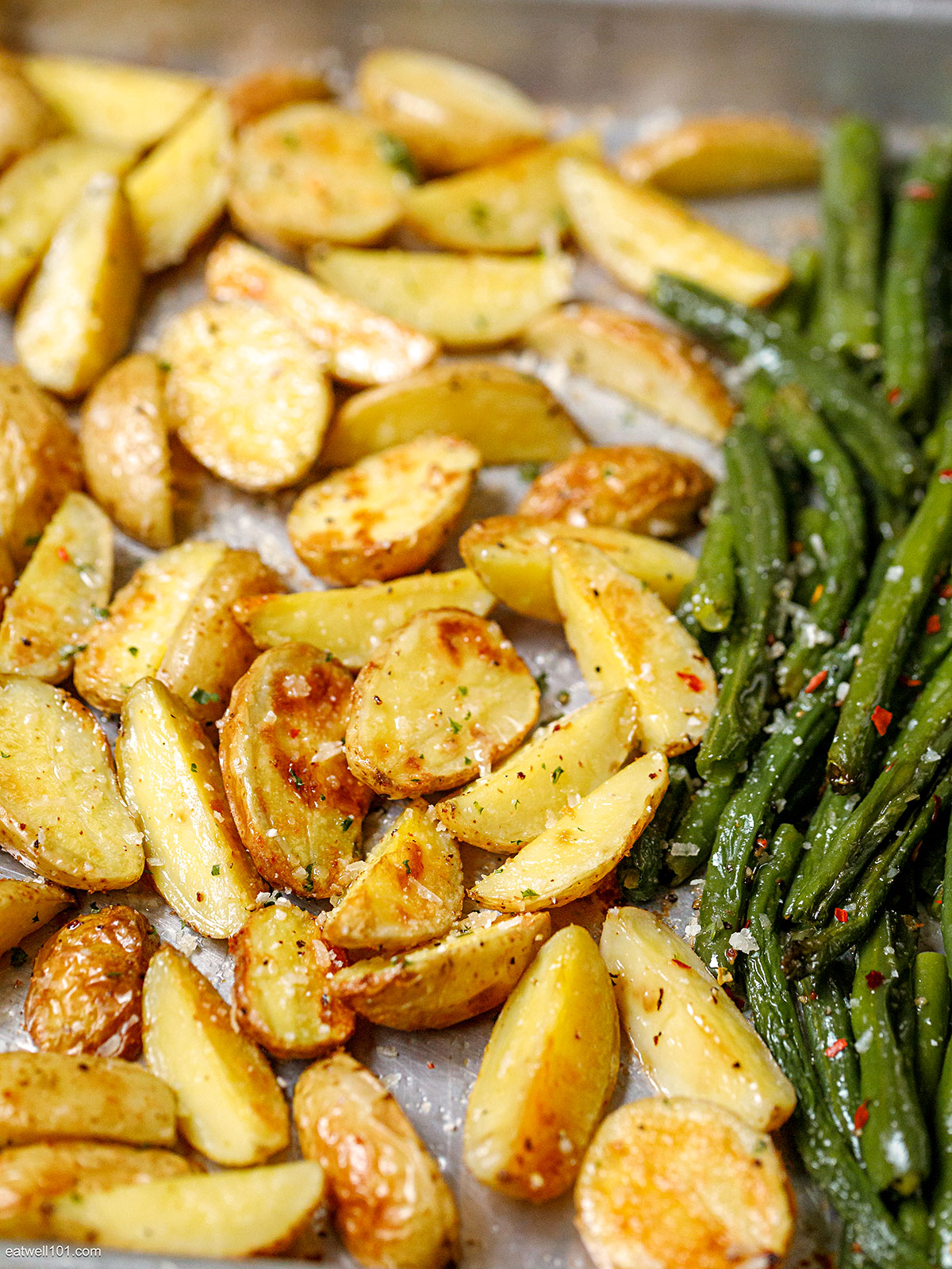 roasted potatoes and green beans