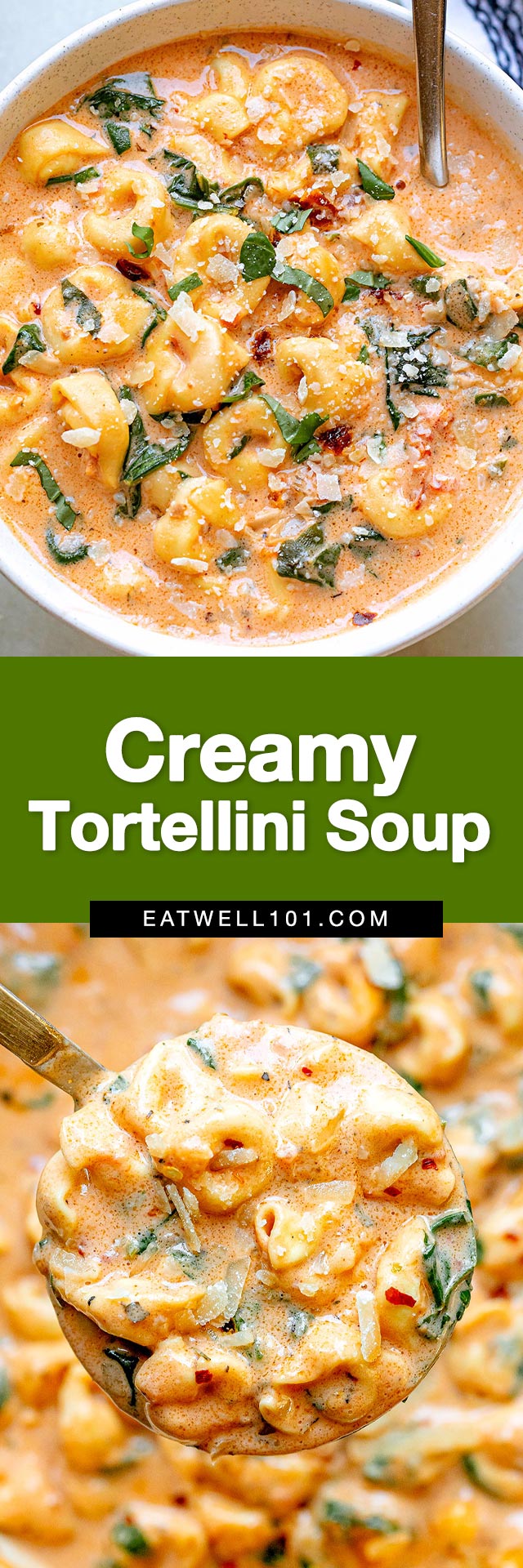 Creamy tortellini soup - #tortellini #soup #recipe #eatwell101 - Perfect for cold nights. Need a cozy dinner in less than 30 minute, try our tortellini soup recipe!